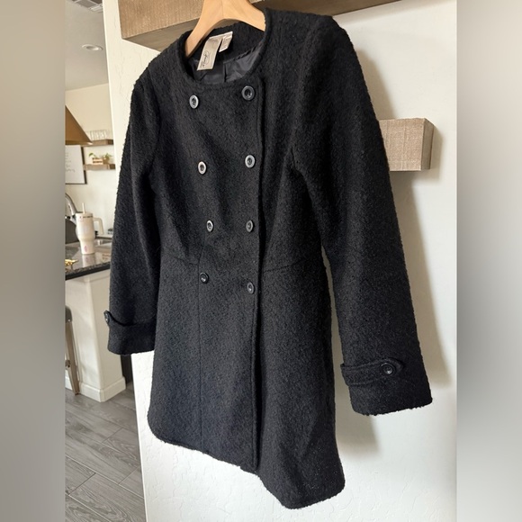Forever 21|Wool blend black peacoat,tweed style in classic feminine style••Large - Picture 6 of 14